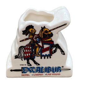 🥳 5/$35!! 🥳 Vintage Excalibur Casino Vegas Souvenir Toothpick Holder